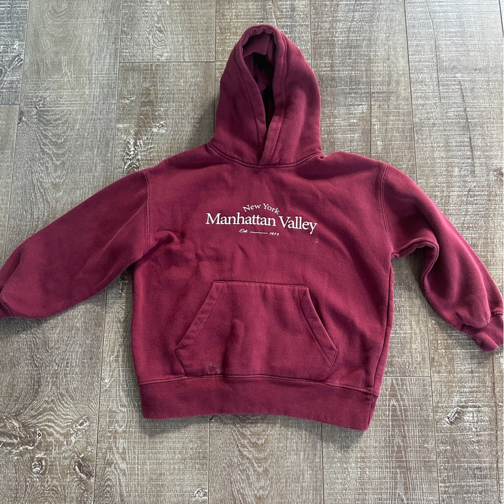 Zara Kids NY Manhattan Valley Burgundy Hoodie Size 8-9